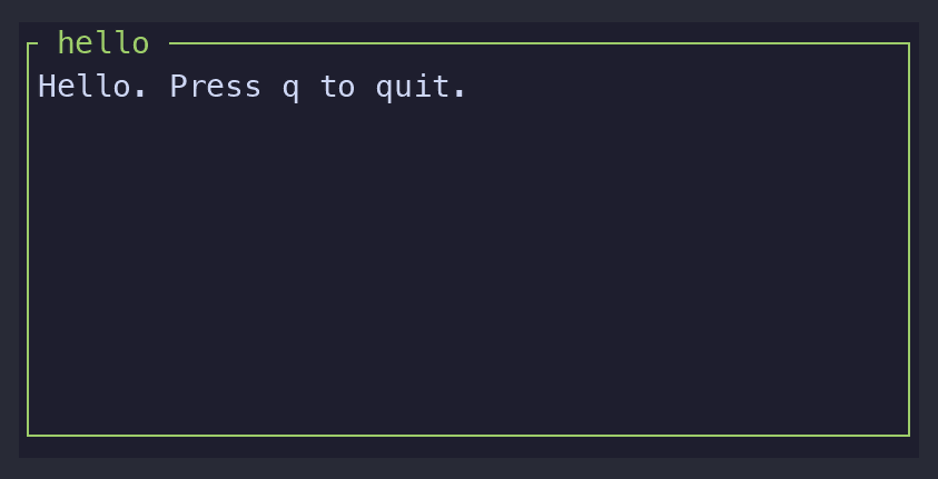 Minimal template: a bordered box that says hello