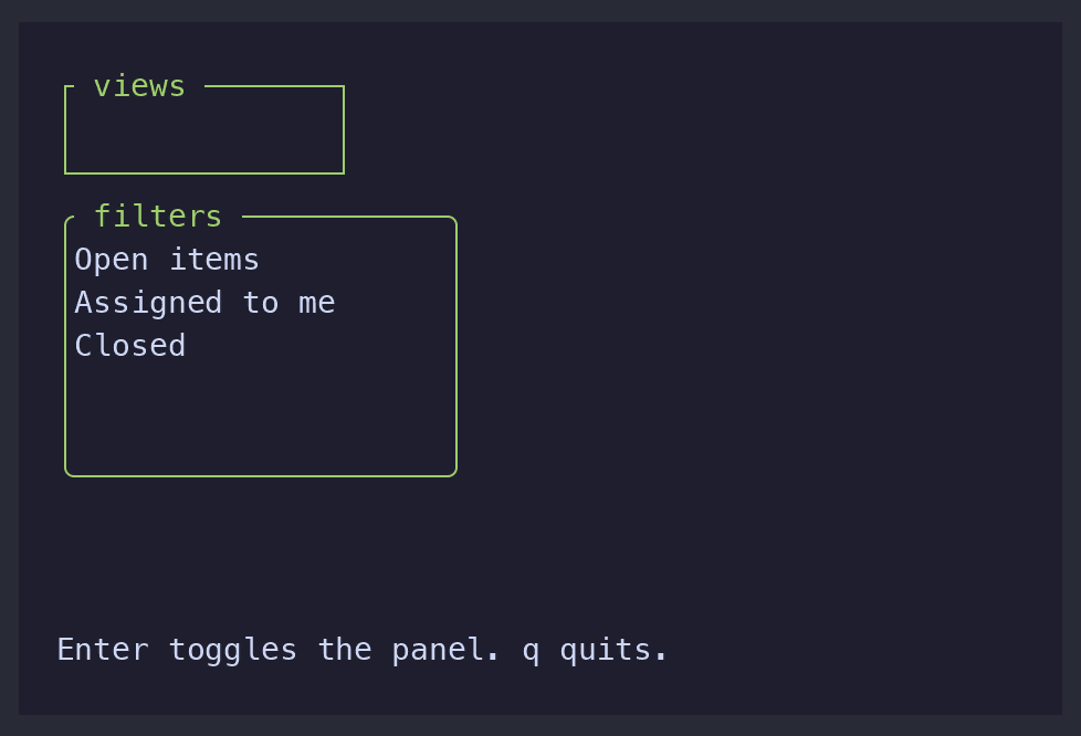 Popover template: a filters panel open under a views anchor